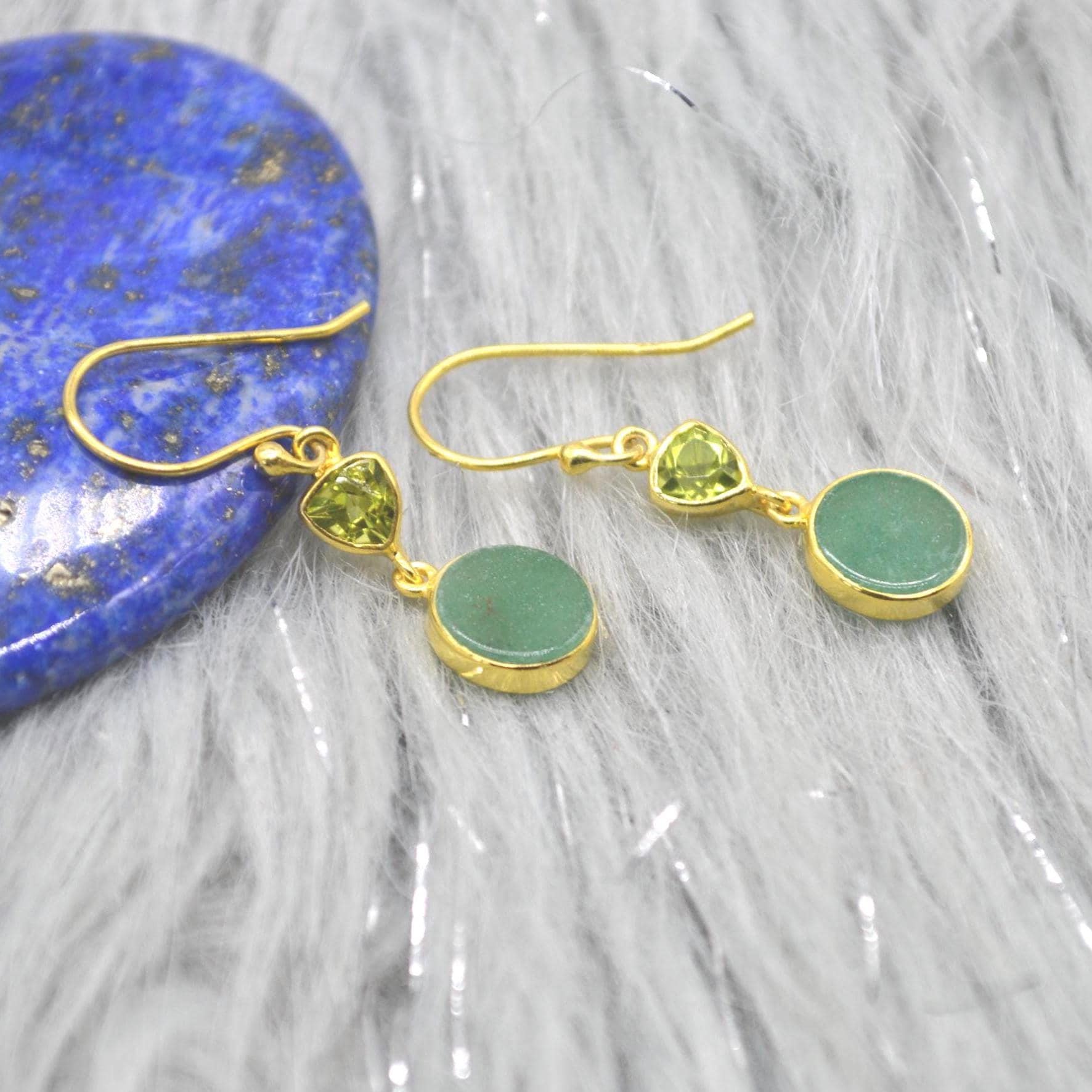 Peridot Jade Earrings: Gold or Silver, Dangle Drop, Green Gemstone, August Birthstone Jewelry
