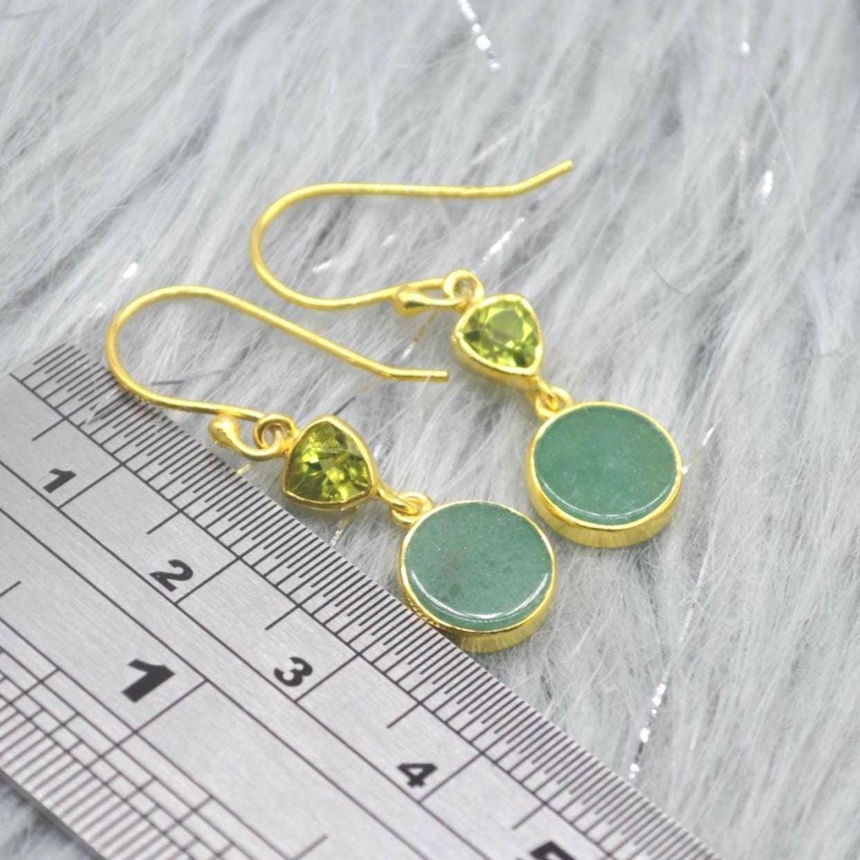 Peridot Jade Earrings: Gold or Silver, Dangle Drop, Green Gemstone, August Birthstone Jewelry