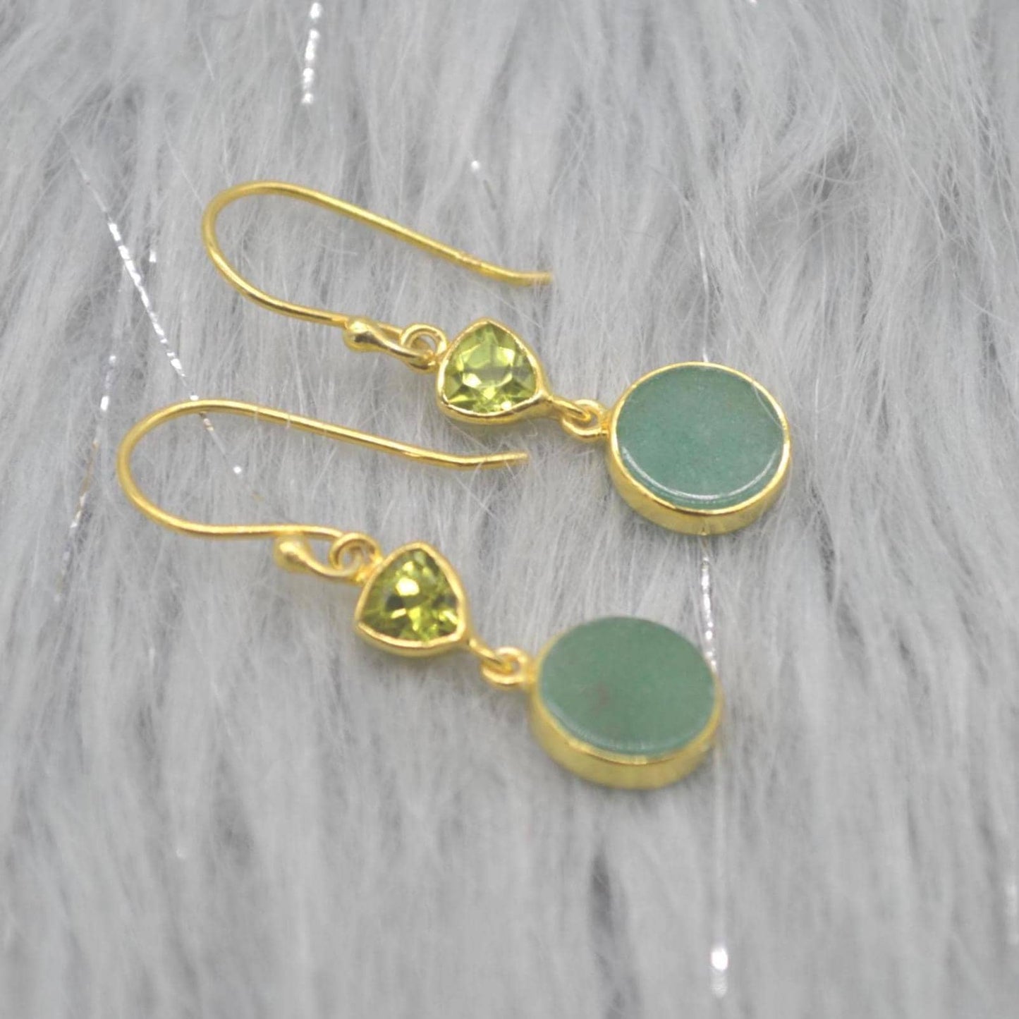 Peridot Jade Earrings: Gold or Silver, Dangle Drop, Green Gemstone, August Birthstone Jewelry