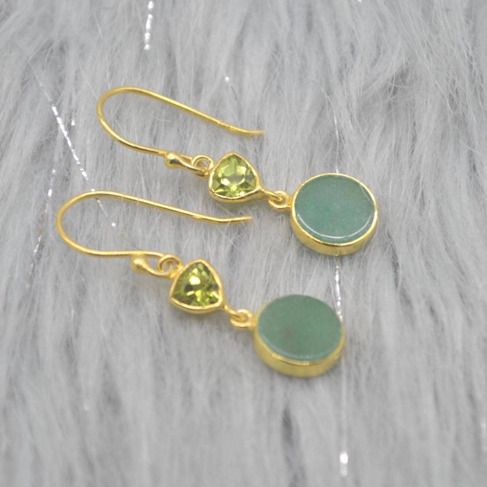 Peridot Jade Earrings: Gold or Silver, Dangle Drop, Green Gemstone, August Birthstone Jewelry