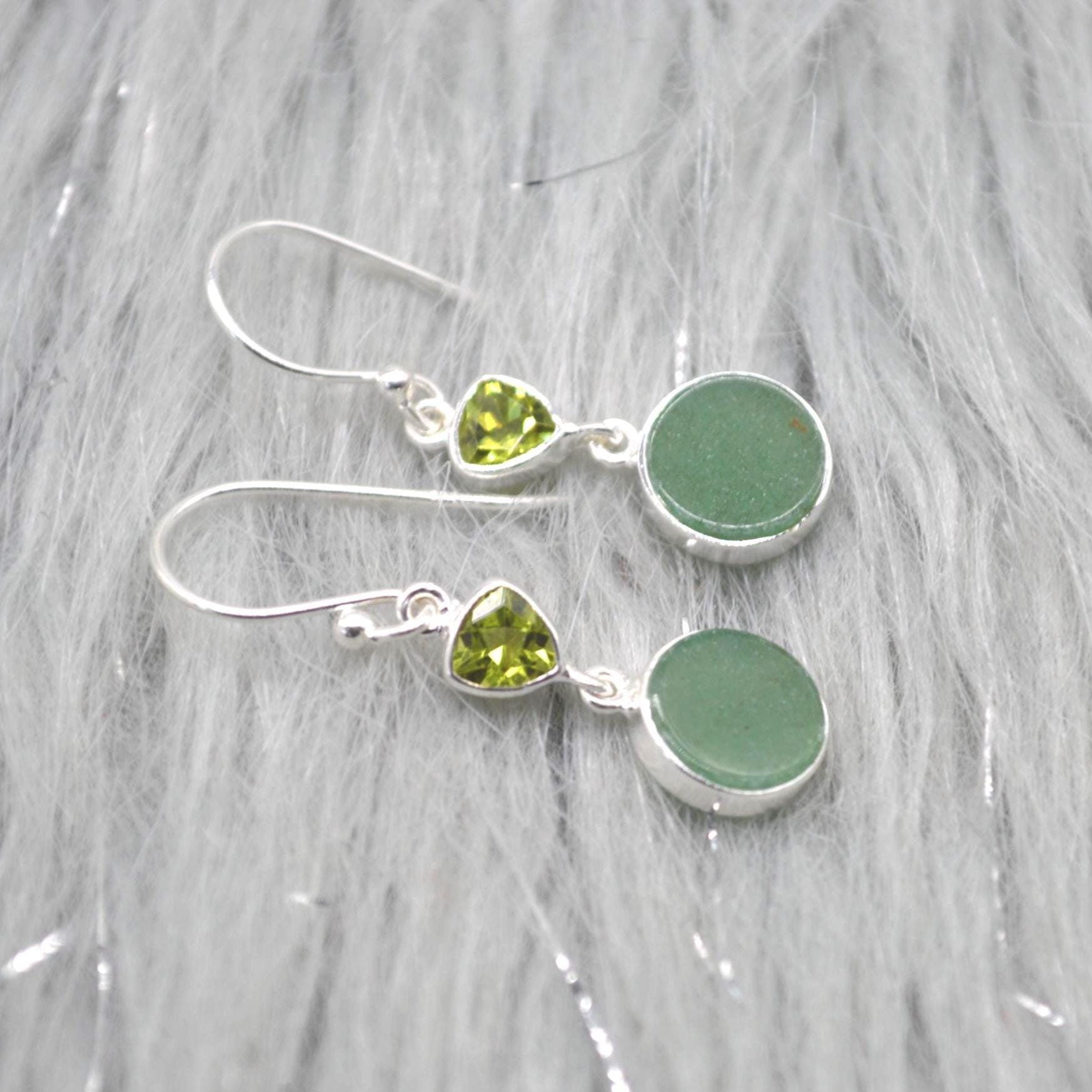 Peridot Jade Earrings: Gold or Silver, Dangle Drop, Green Gemstone, August Birthstone Jewelry