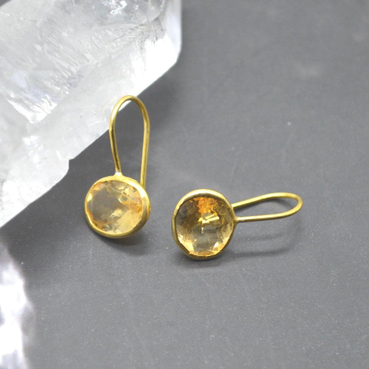 Citrine Earrings: Dangle Drop, Silver or Gold, November Birthstone, Yellow Gemstone Jewelry