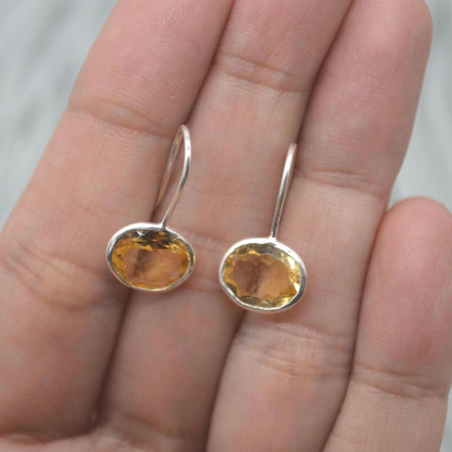 Citrine Earrings: Dangle Drop, Silver or Gold, November Birthstone, Yellow Gemstone Jewelry