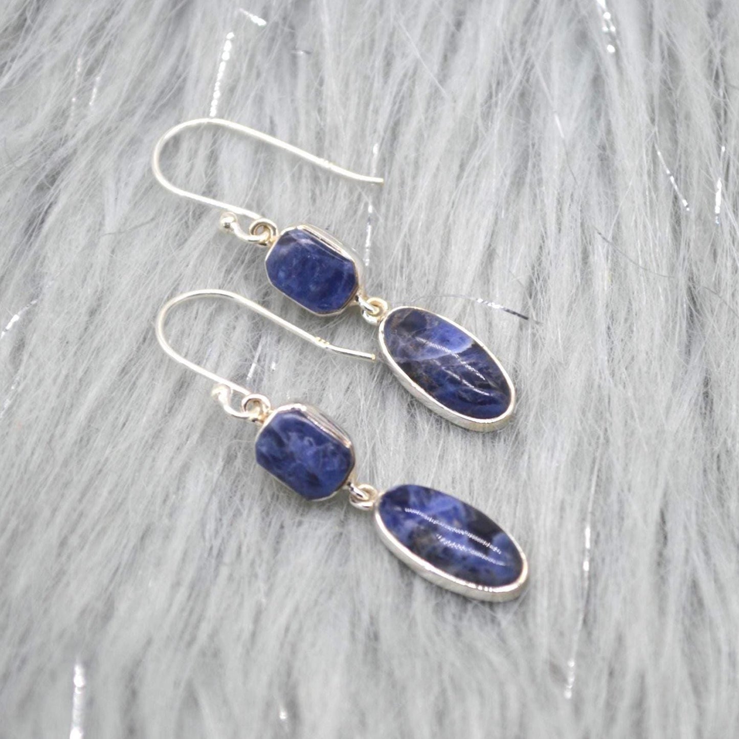 Blue Sapphire Earrings: Silver, Dangle Drop, September Birthstone