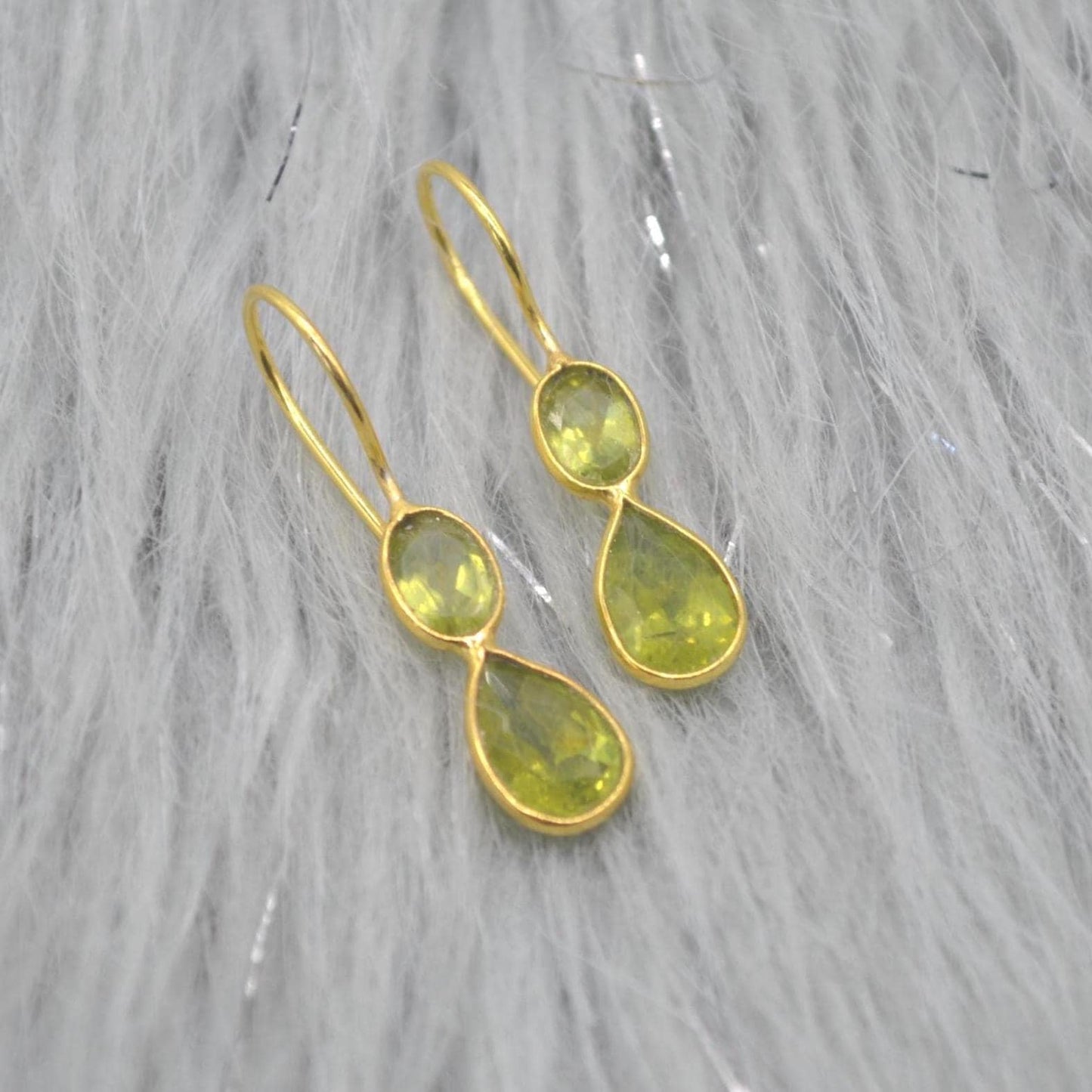 Peridot Teardrop Earrings: Silver or Gold, August Birthstone, Unique Dangle Drop, Green Gemstone