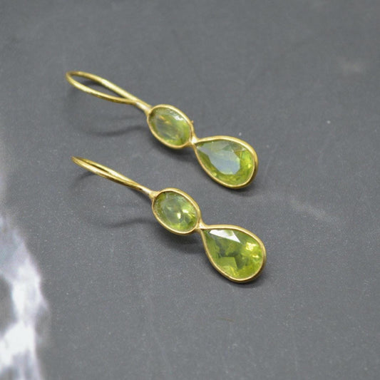Peridot Teardrop Earrings: Silver or Gold, August Birthstone, Unique Dangle Drop, Green Gemstone