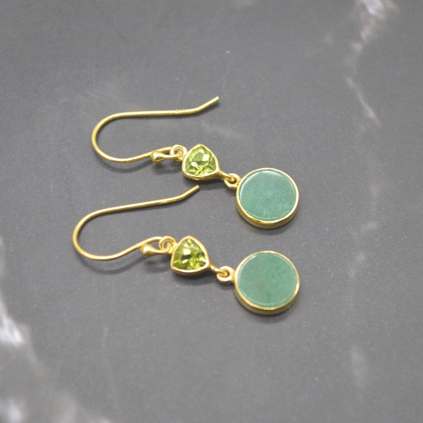 Peridot Jade Earrings: Gold or Silver, Dangle Drop, Green Gemstone, August Birthstone Jewelry