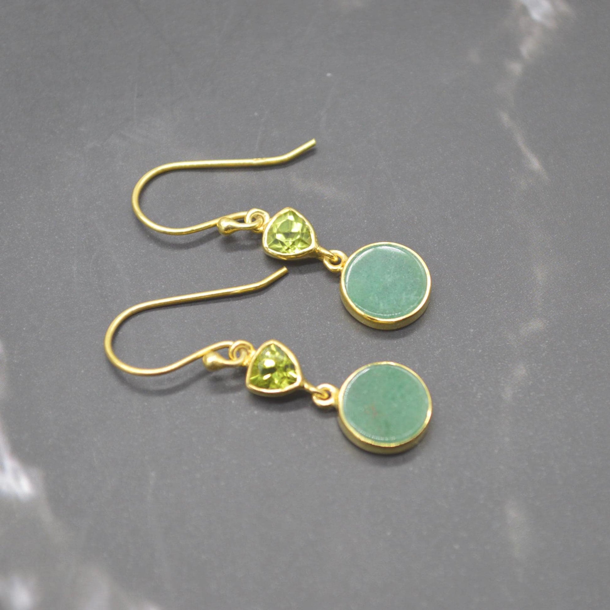 Peridot Jade Earrings: Gold or Silver, Dangle Drop, Green Gemstone, August Birthstone Jewelry