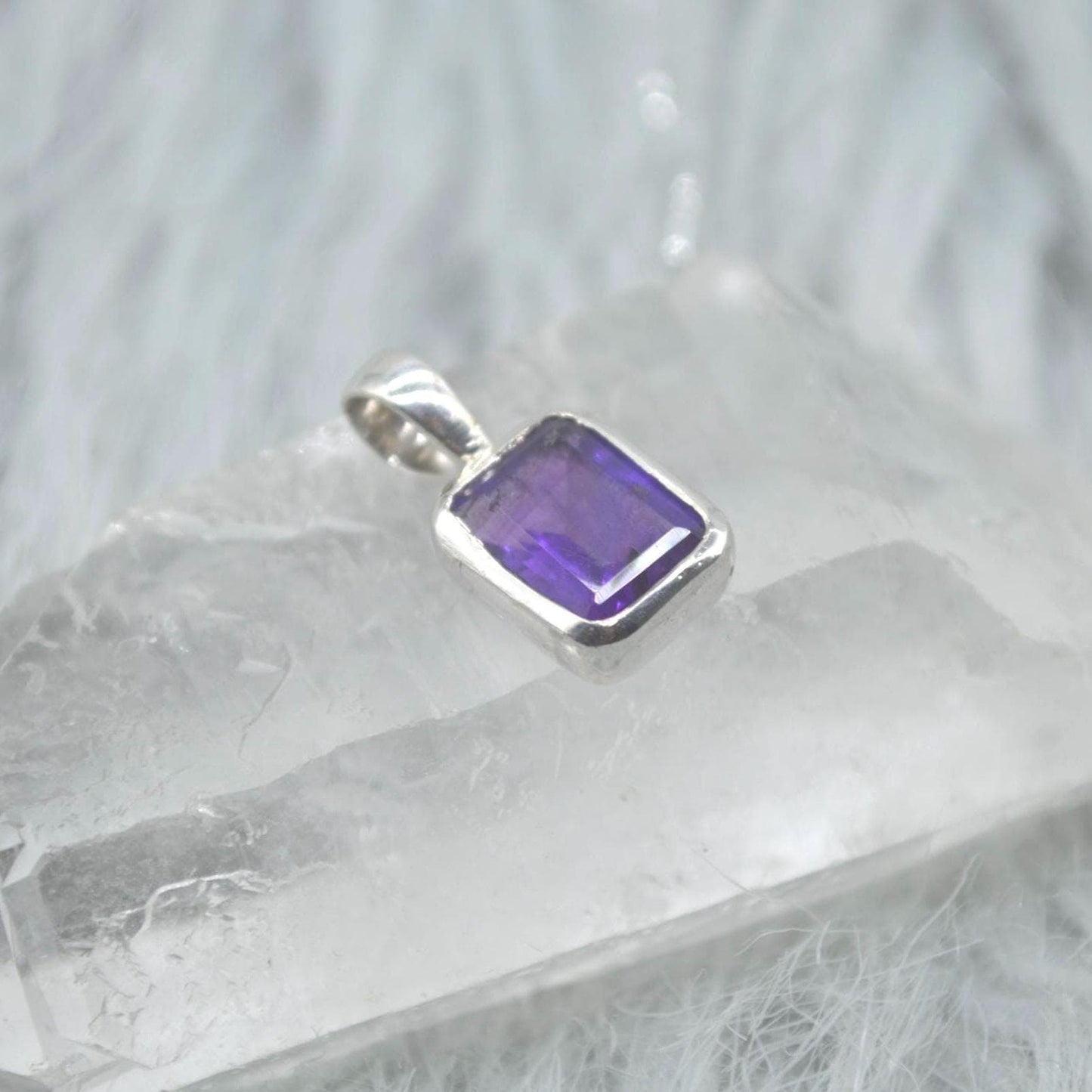 Amethyst Pendant Necklace: Sterling Silver, February Birthstone, Purple Gemstone Jewelry