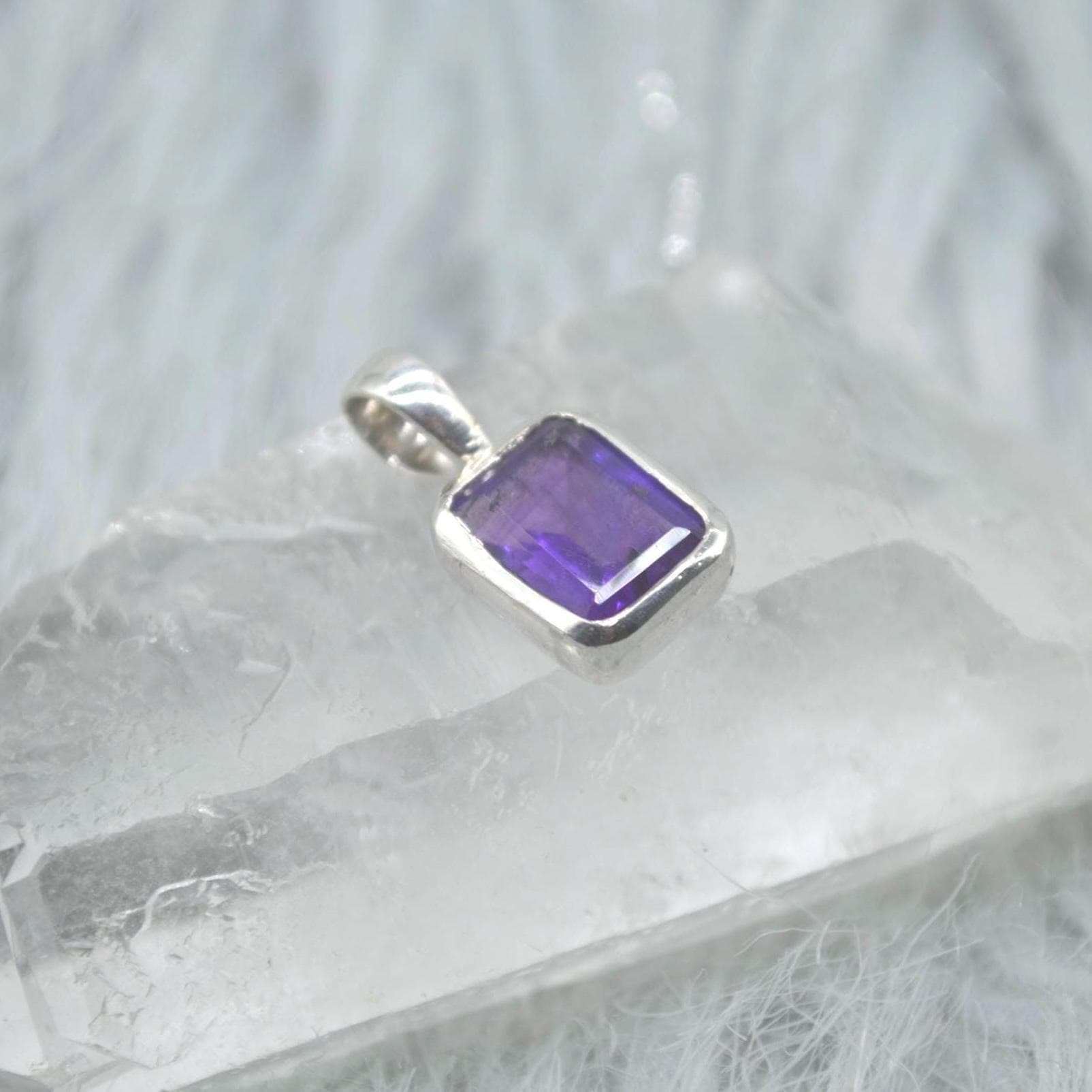 Amethyst Pendant Necklace: Sterling Silver, February Birthstone, Purple Gemstone Jewelry