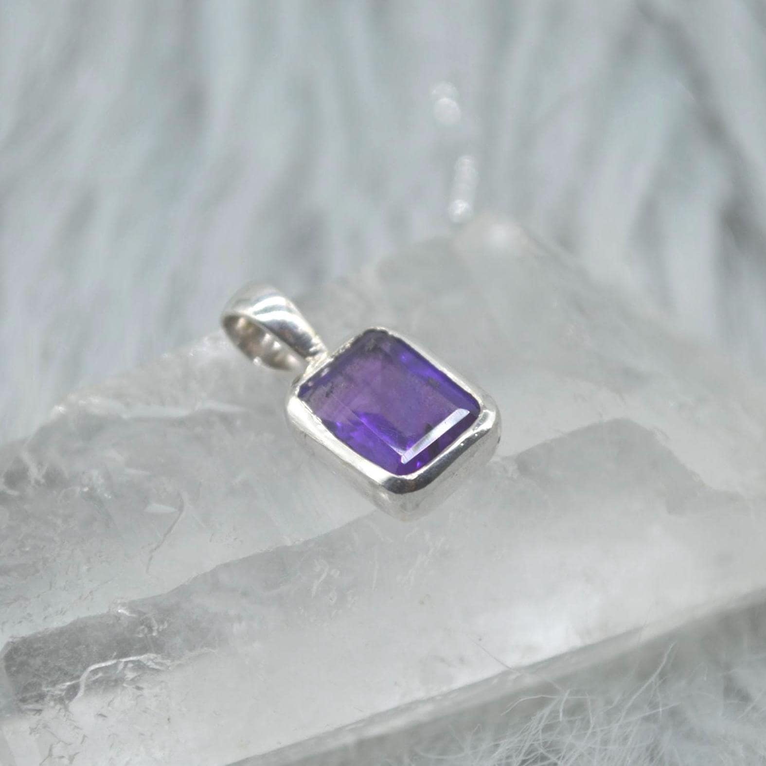 Amethyst Pendant Necklace: Sterling Silver, February Birthstone, Purple Gemstone Jewelry