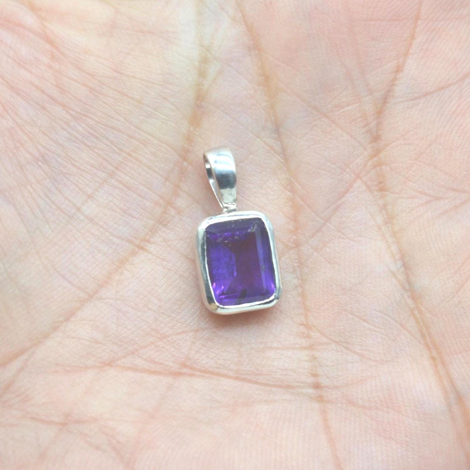 Amethyst Pendant Necklace: Sterling Silver, February Birthstone, Purple Gemstone Jewelry
