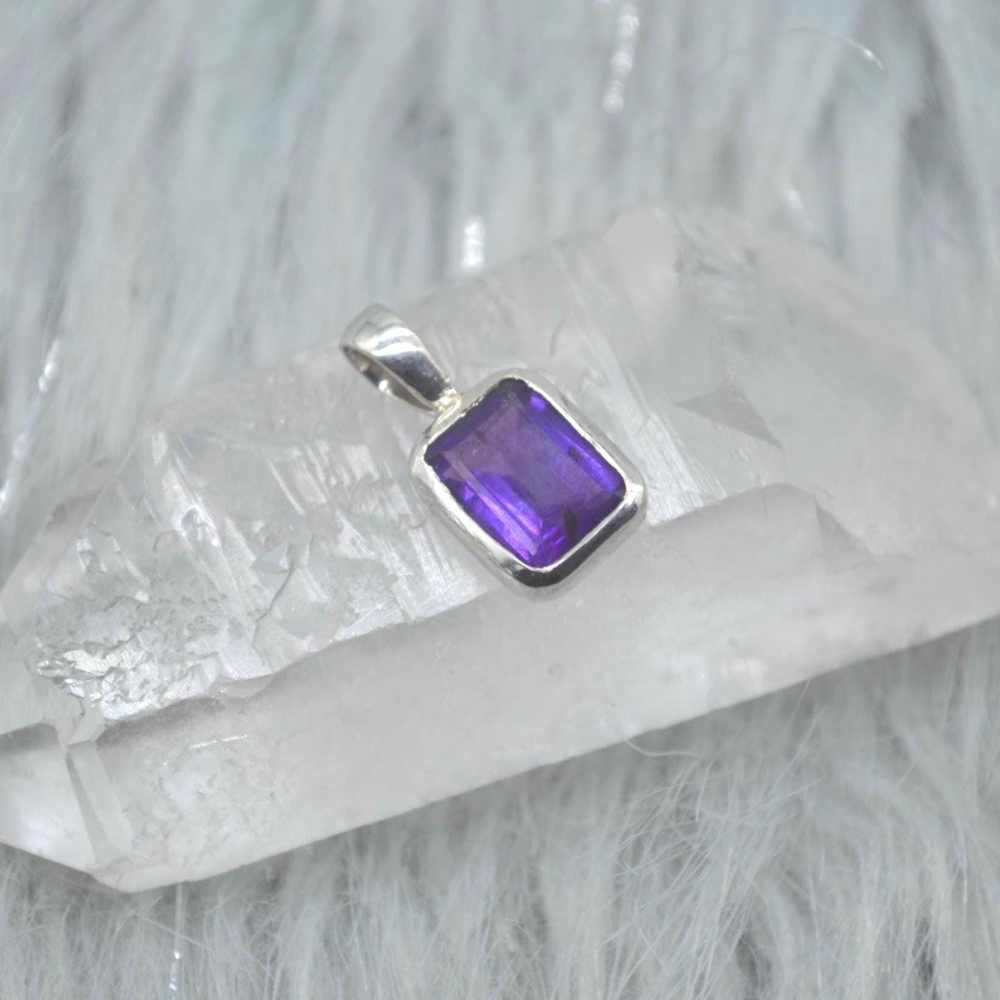 Amethyst Pendant Necklace: Sterling Silver, February Birthstone, Purple Gemstone Jewelry