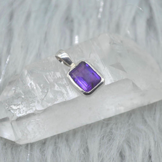 Amethyst Pendant Necklace: Sterling Silver, February Birthstone, Purple Gemstone Jewelry