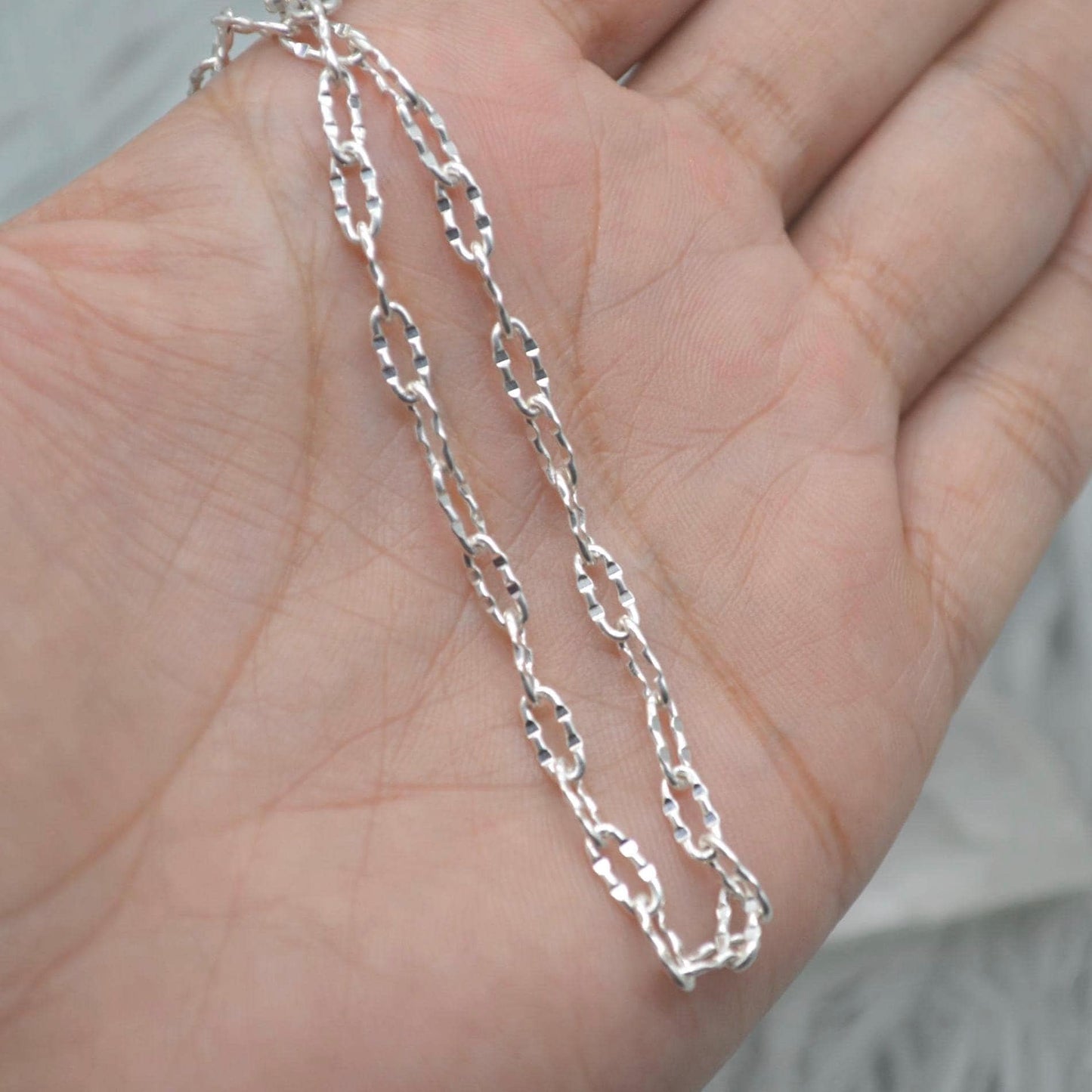 Sterling Silver Link Chain Bracelet, Adjustable, 18cm