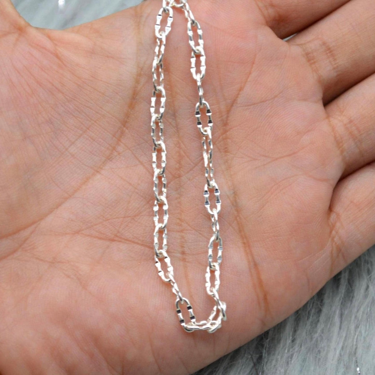 Sterling Silver Link Chain Bracelet, Adjustable, 18cm