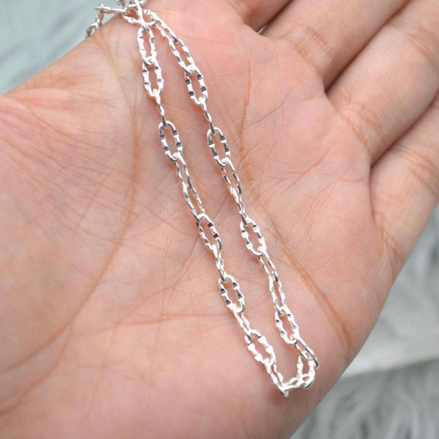 Sterling Silver Link Chain Bracelet, Adjustable, 18cm