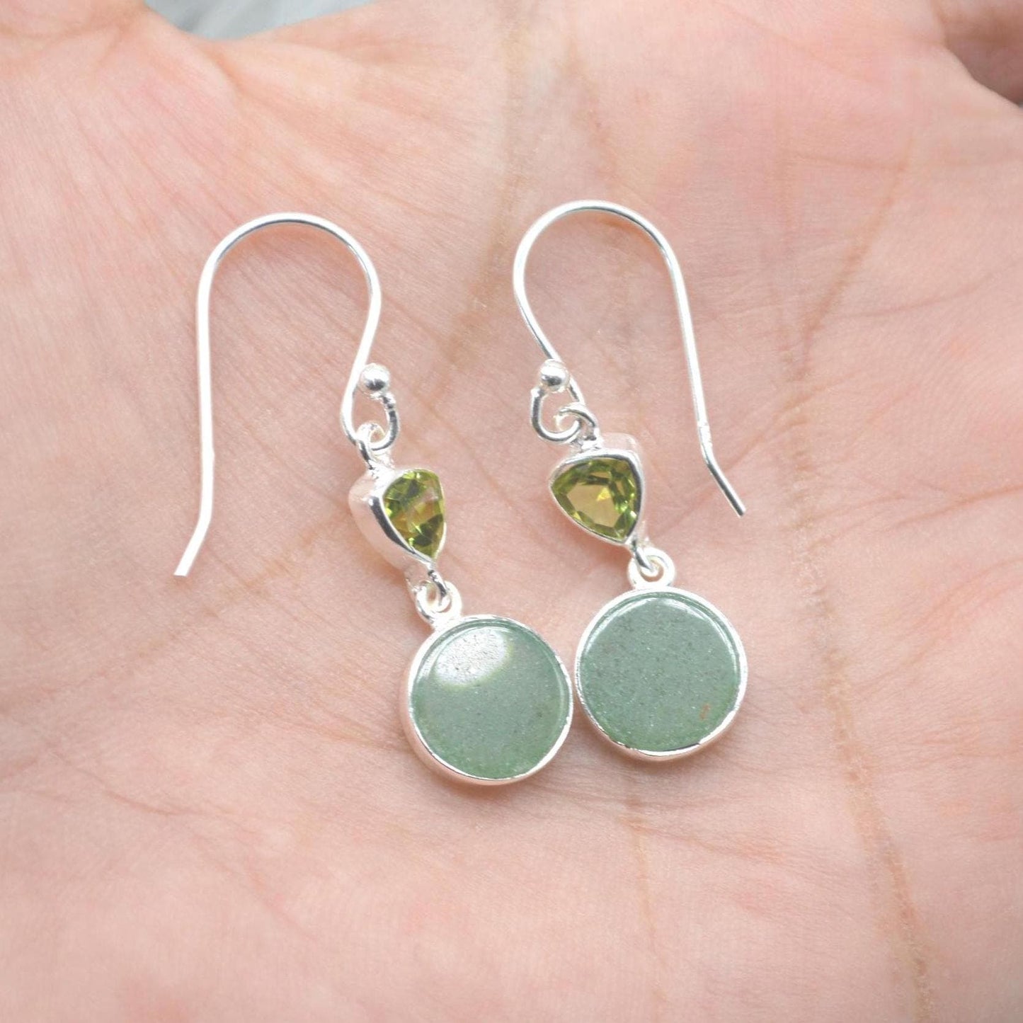 Peridot Jade Earrings: Gold or Silver, Dangle Drop, Green Gemstone, August Birthstone Jewelry
