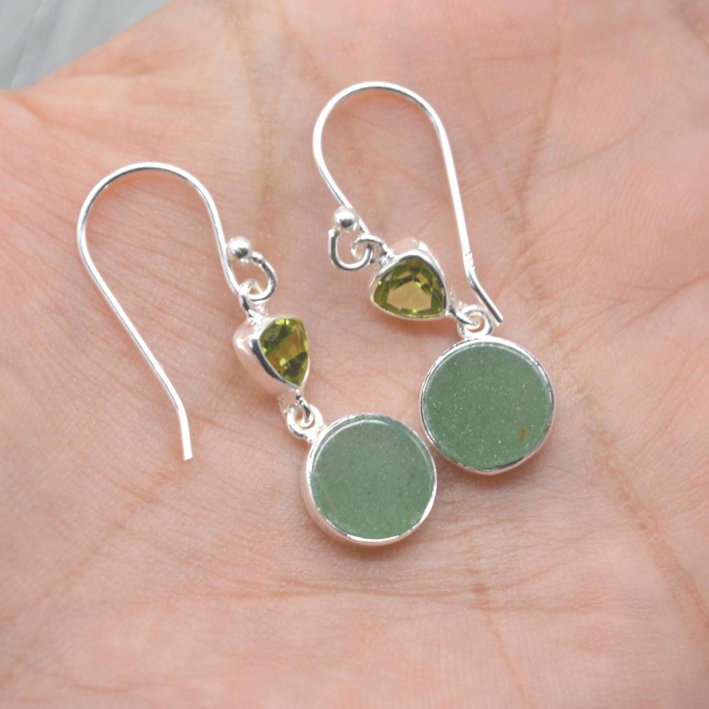 Peridot Jade Earrings: Gold or Silver, Dangle Drop, Green Gemstone, August Birthstone Jewelry