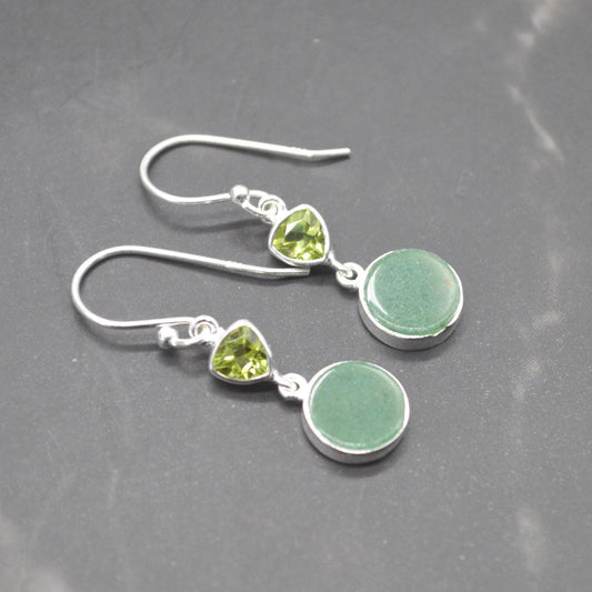 Peridot Jade Earrings: Gold or Silver, Dangle Drop, Green Gemstone, August Birthstone Jewelry