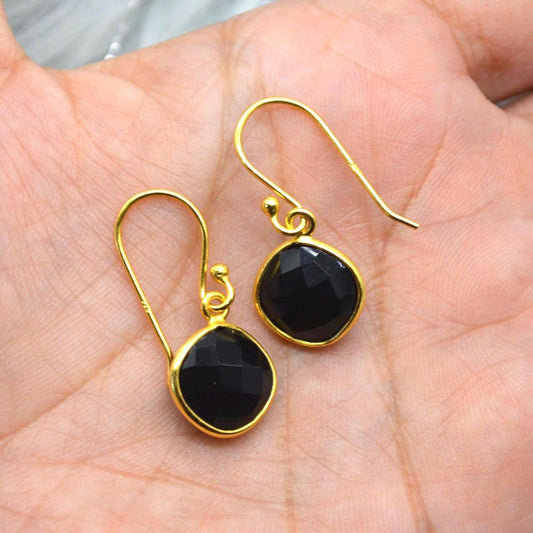 Black Onyx Earrings: Silver or Gold, Dangle Drop, Gemstone Statement Jewelry, Boho