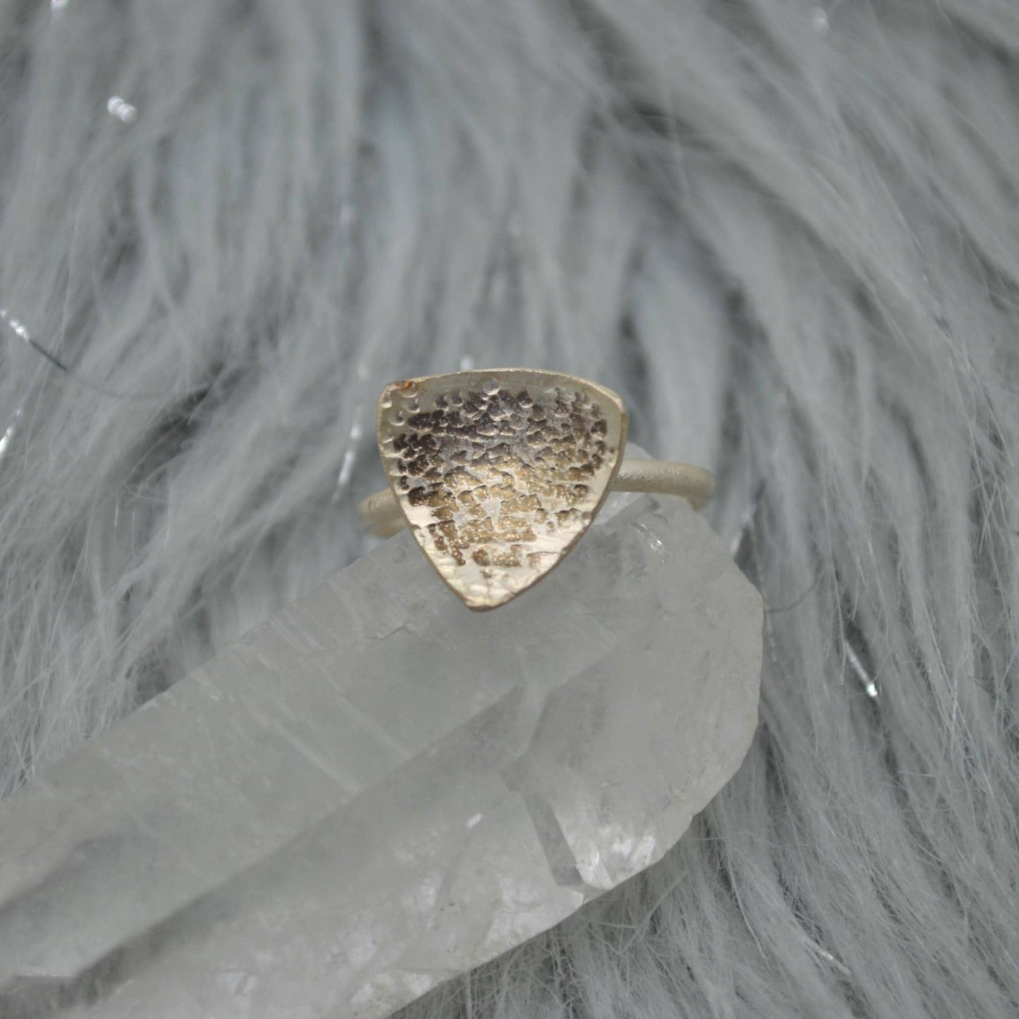 Sterling Silver Hammered Statement Ring: Size R 1/2, Chunky Geometric Triangle Ring