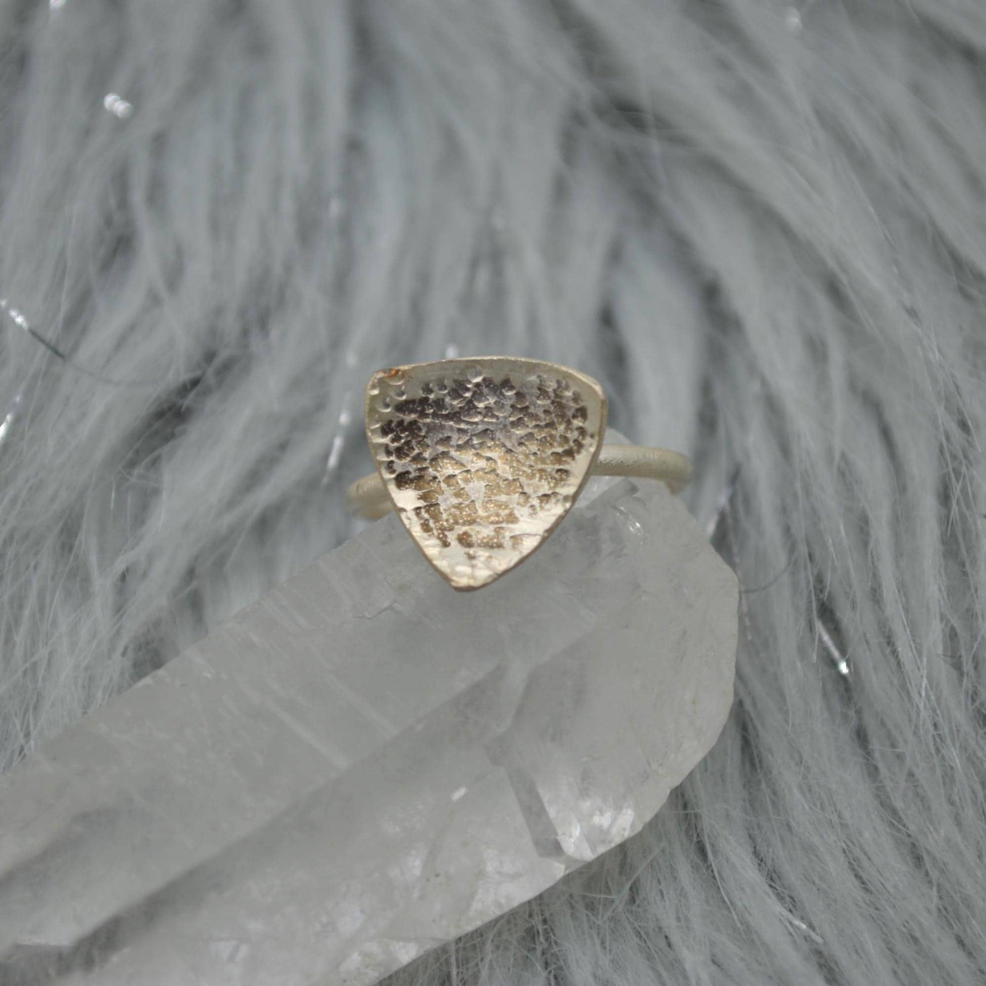 Sterling Silver Hammered Statement Ring: Size R 1/2, Chunky Geometric Triangle Ring