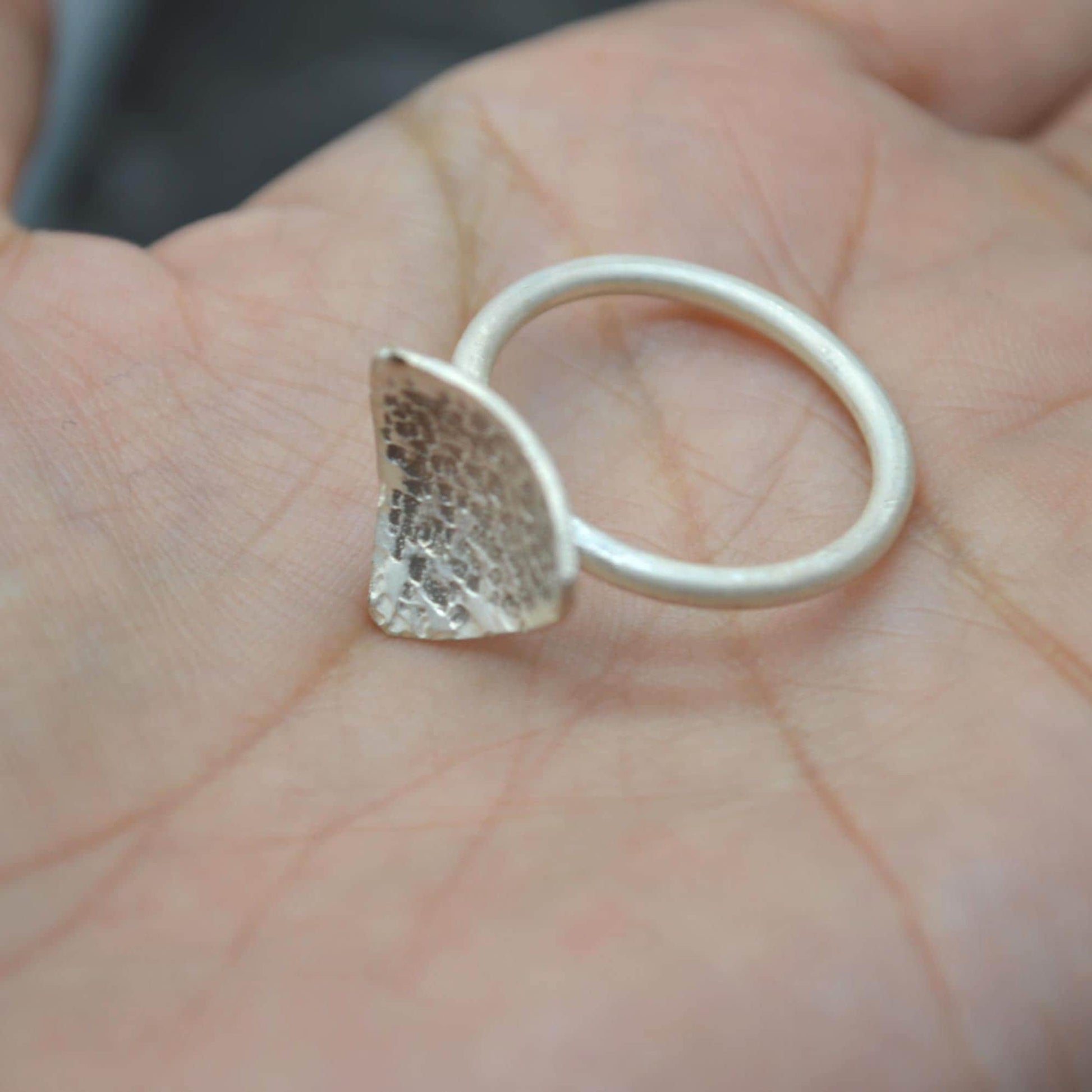 Sterling Silver Hammered Statement Ring: Size R 1/2, Chunky Geometric Triangle Ring