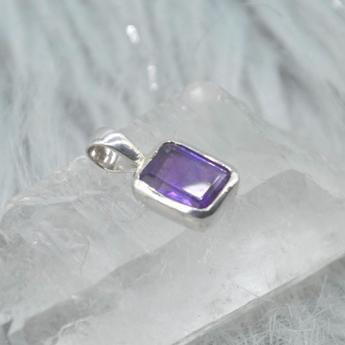 Amethyst Pendant Necklace: Sterling Silver, February Birthstone, Purple Gemstone Jewelry