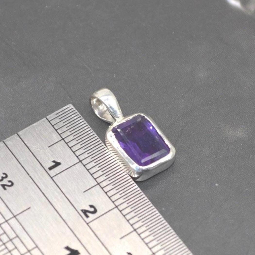 Amethyst Pendant Necklace: Sterling Silver, February Birthstone, Purple Gemstone Jewelry