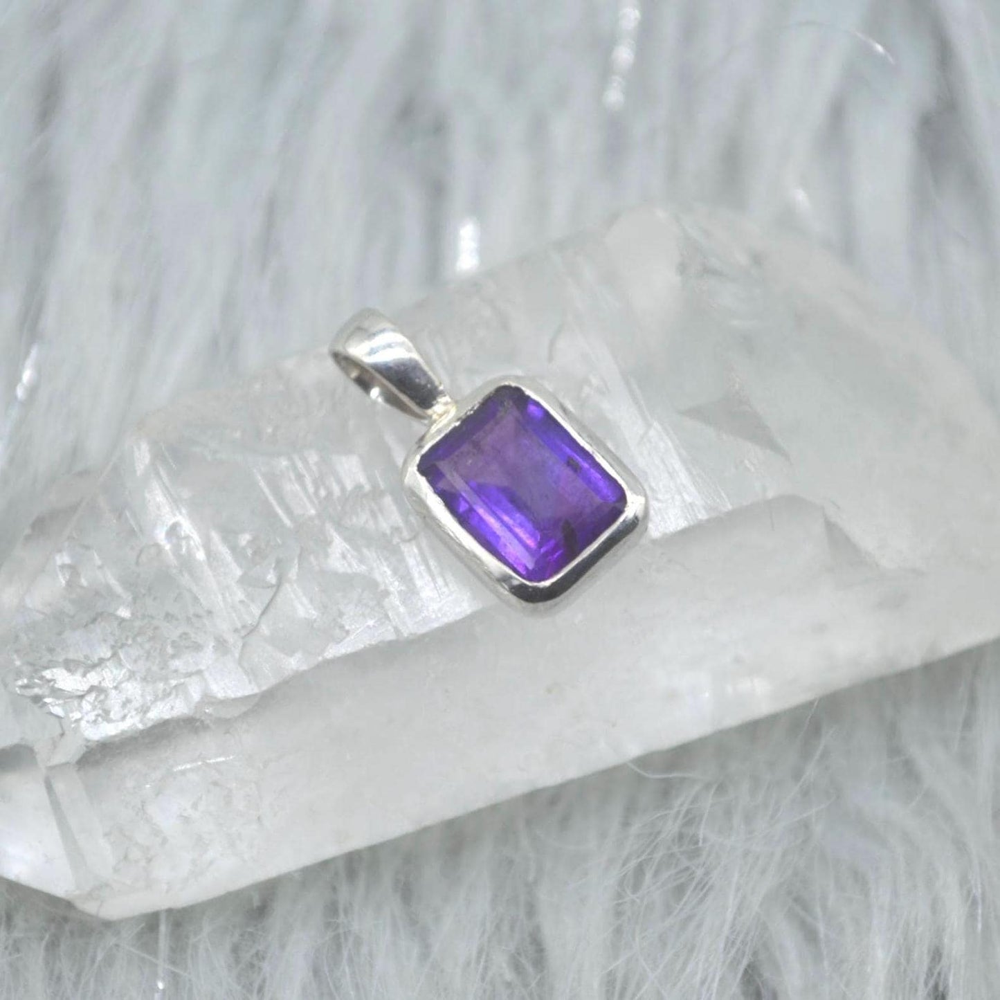 Amethyst Pendant Necklace: Sterling Silver, February Birthstone, Purple Gemstone Jewelry