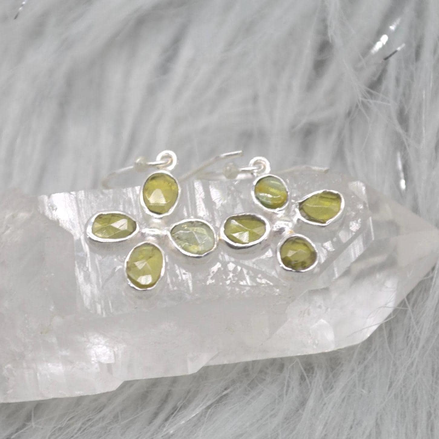 Green Tourmaline Earrings: Silver, Dangle Drop, October Birthstone, Tourmaline Jewelry