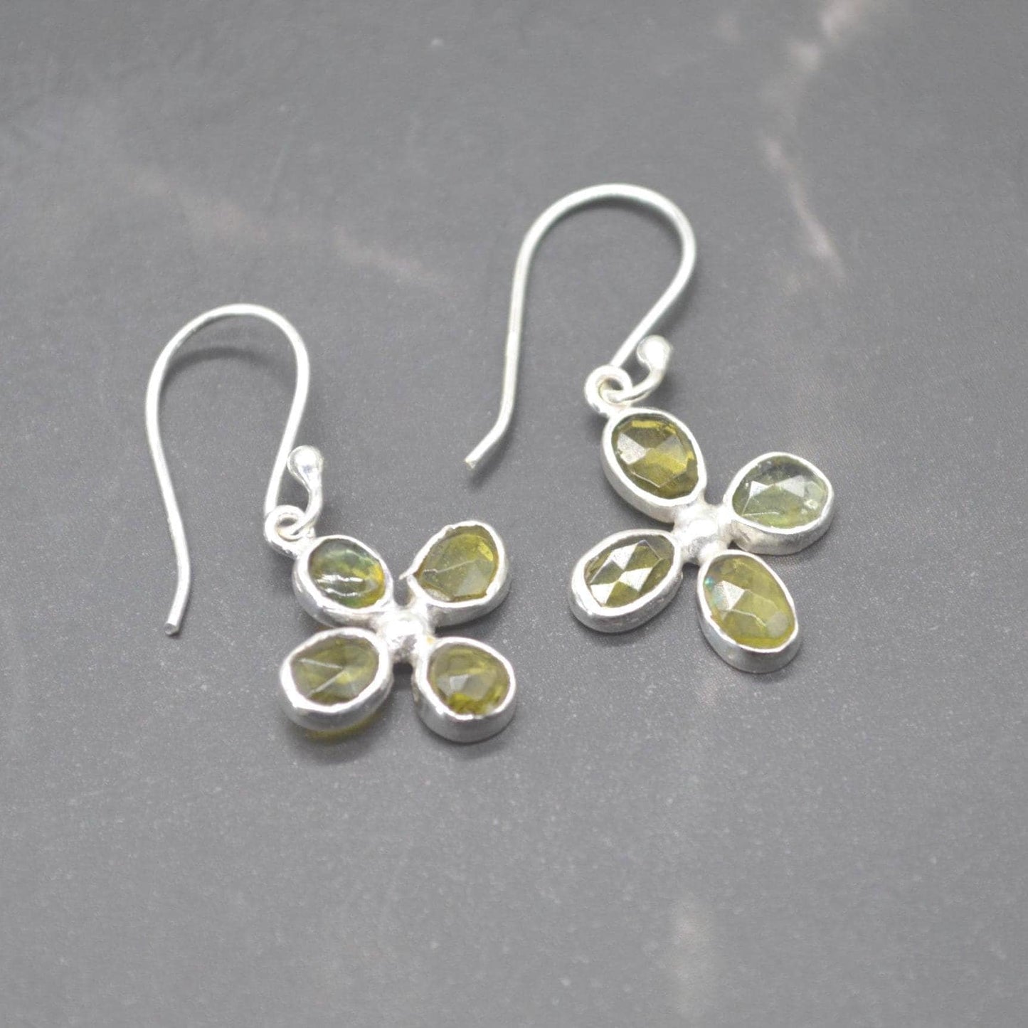 Green Tourmaline Earrings: Silver, Dangle Drop, October Birthstone, Tourmaline Jewelry