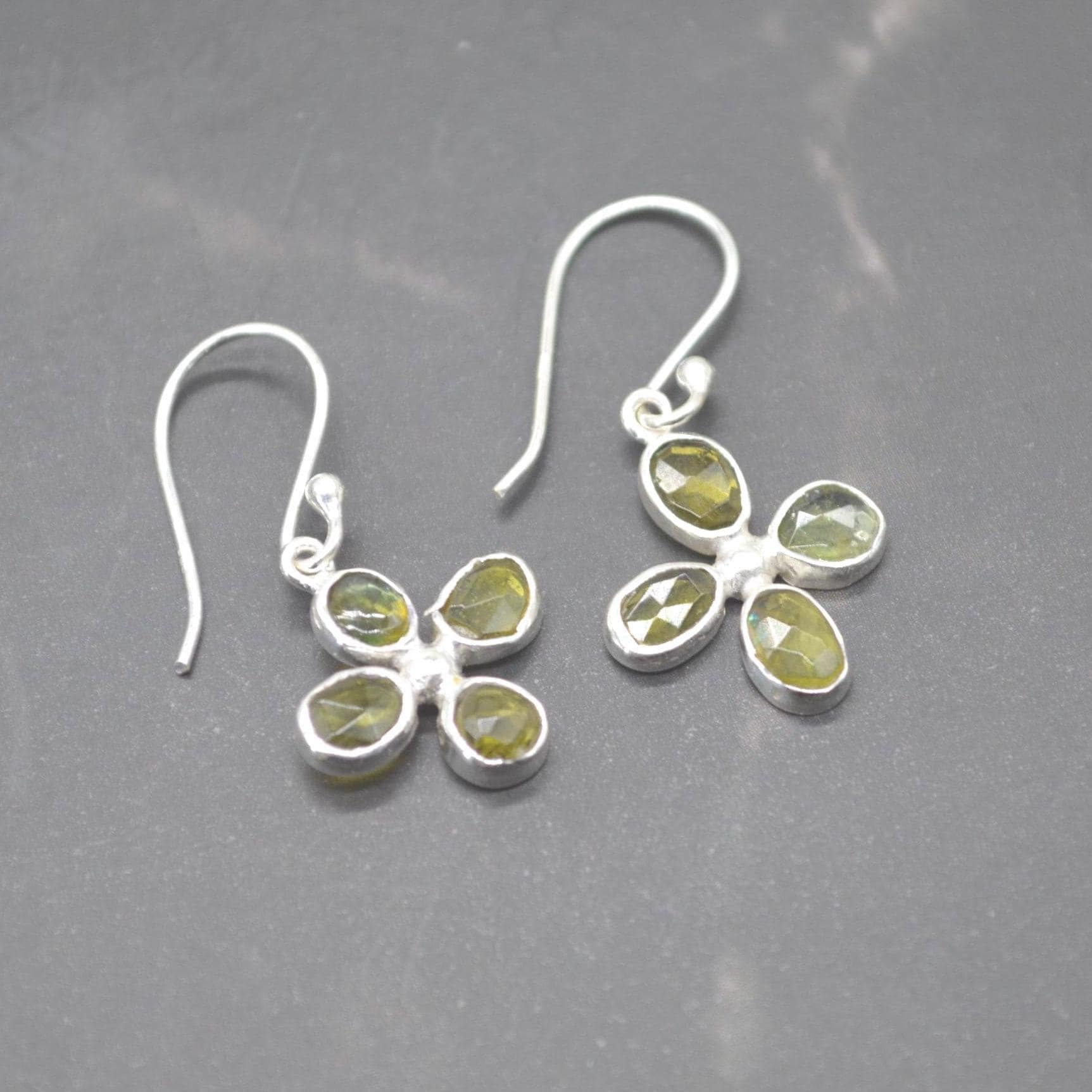 Green Tourmaline Earrings: Silver, Dangle Drop, October Birthstone, Tourmaline Jewelry