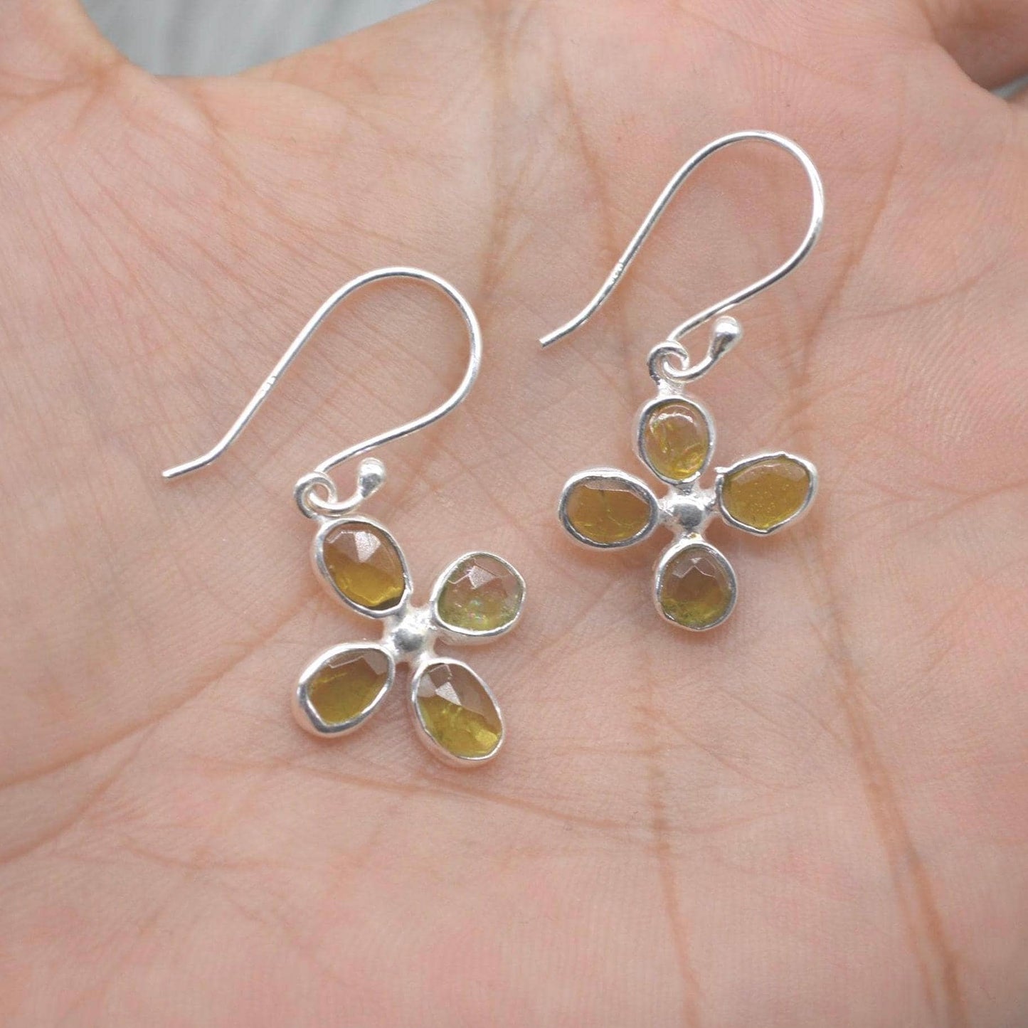 Green Tourmaline Earrings: Silver, Dangle Drop, October Birthstone, Tourmaline Jewelry