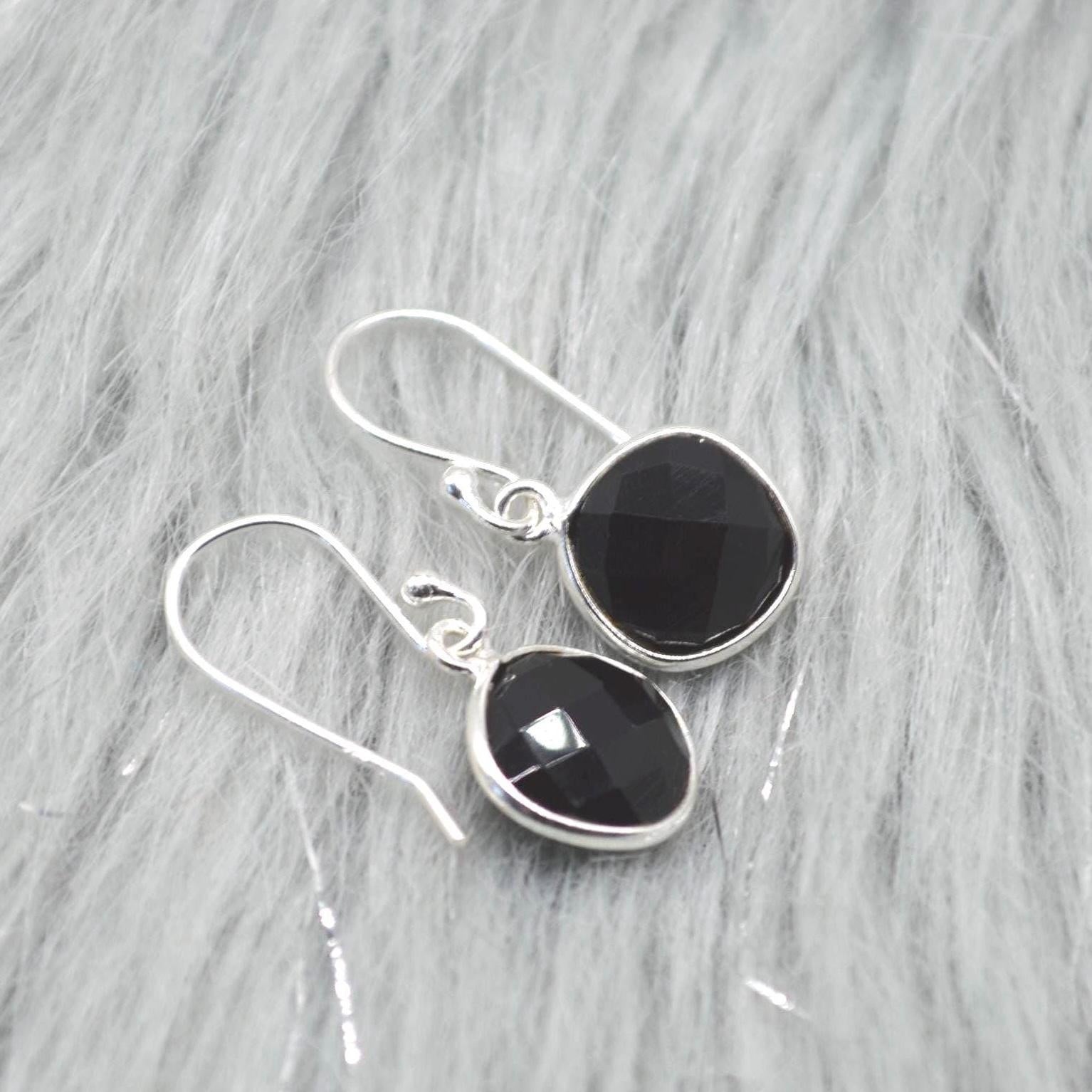 Black Onyx Earrings: Silver or Gold, Dangle Drop, Gemstone Statement Jewelry, Boho