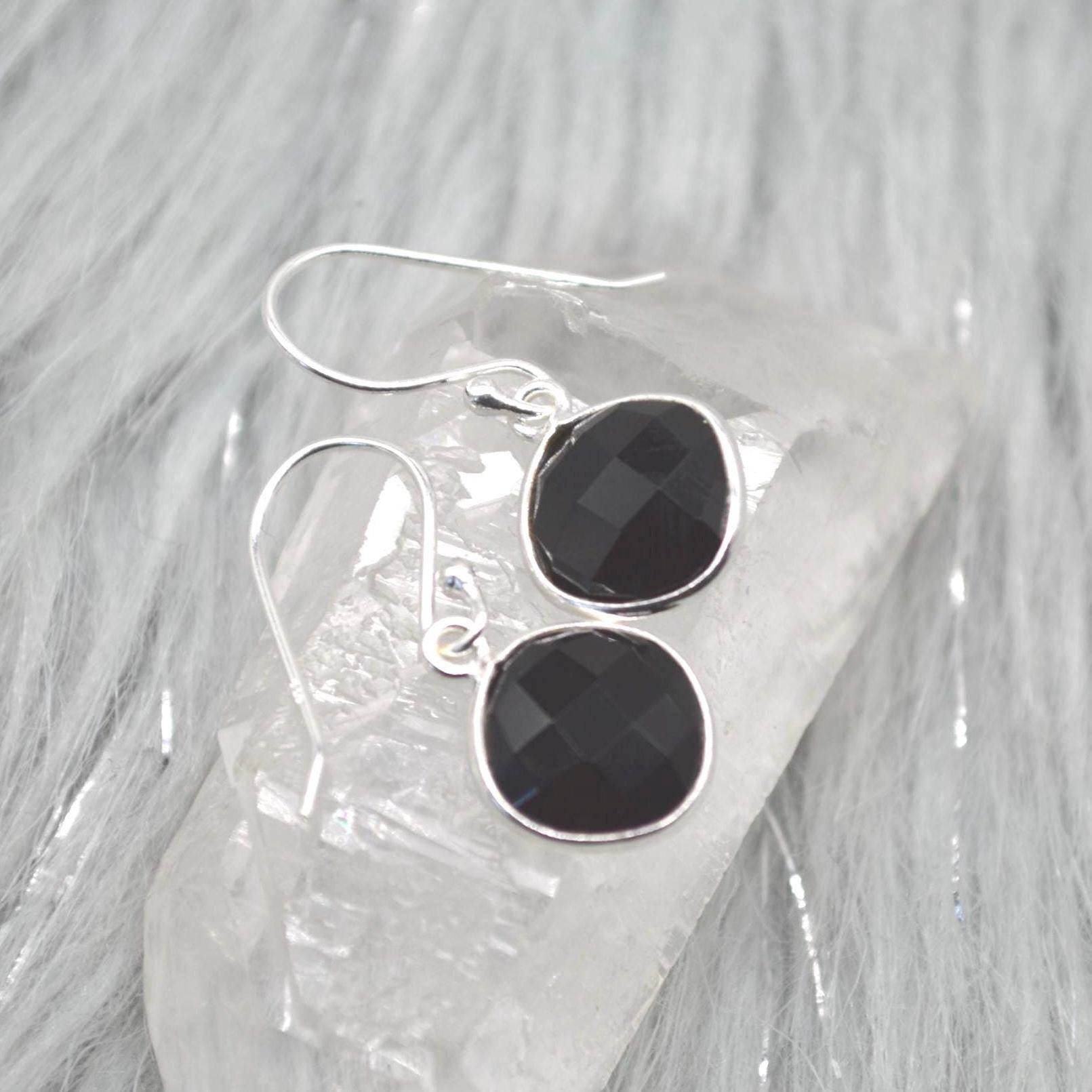 Black Onyx Earrings: Silver or Gold, Dangle Drop, Gemstone Statement Jewelry, Boho