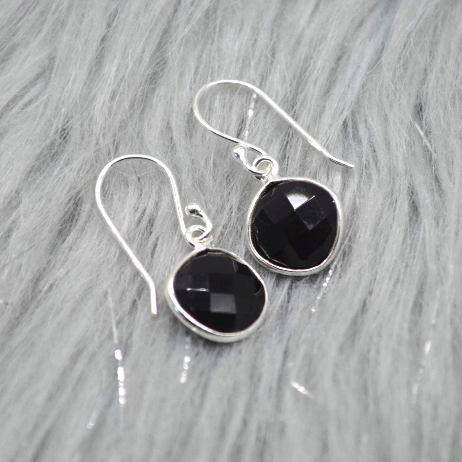 Black Onyx Earrings: Silver or Gold, Dangle Drop, Gemstone Statement Jewelry, Boho