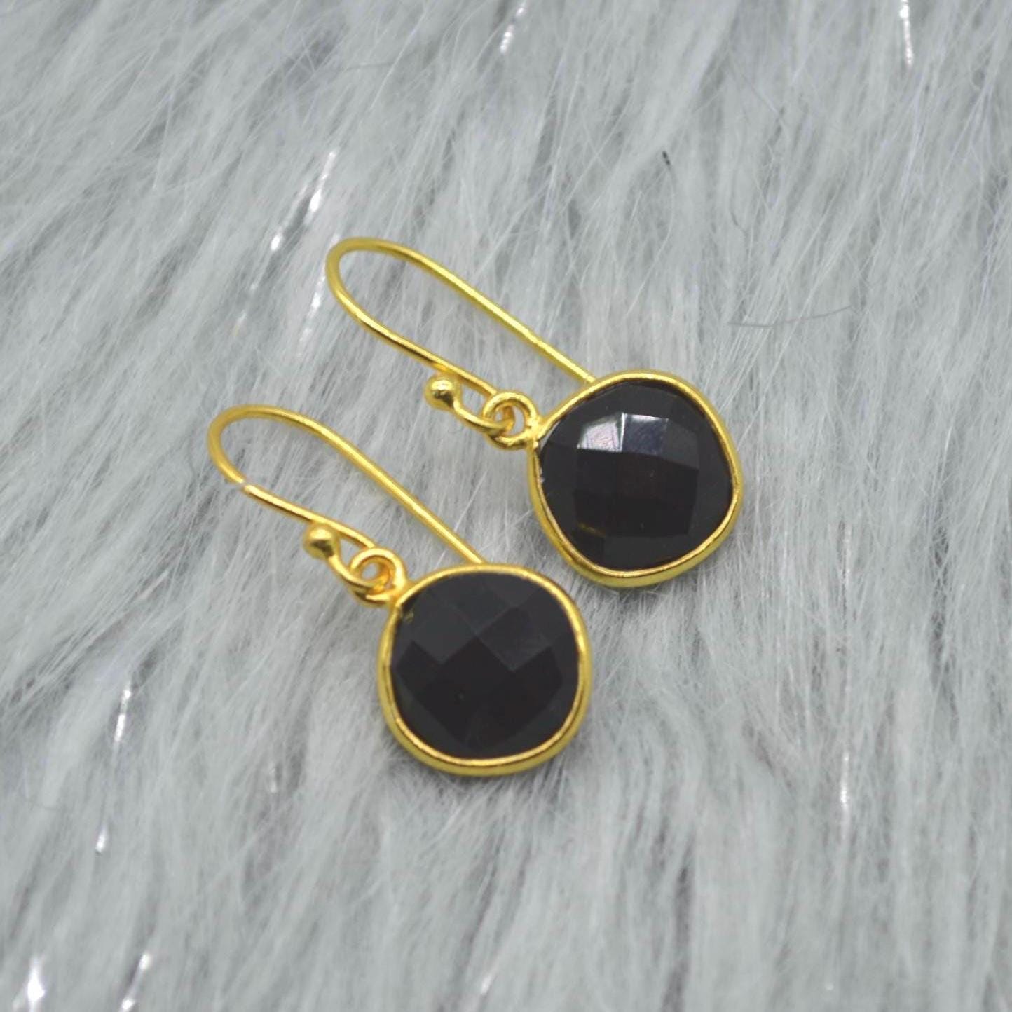 Black Onyx Earrings: Silver or Gold, Dangle Drop, Gemstone Statement Jewelry, Boho