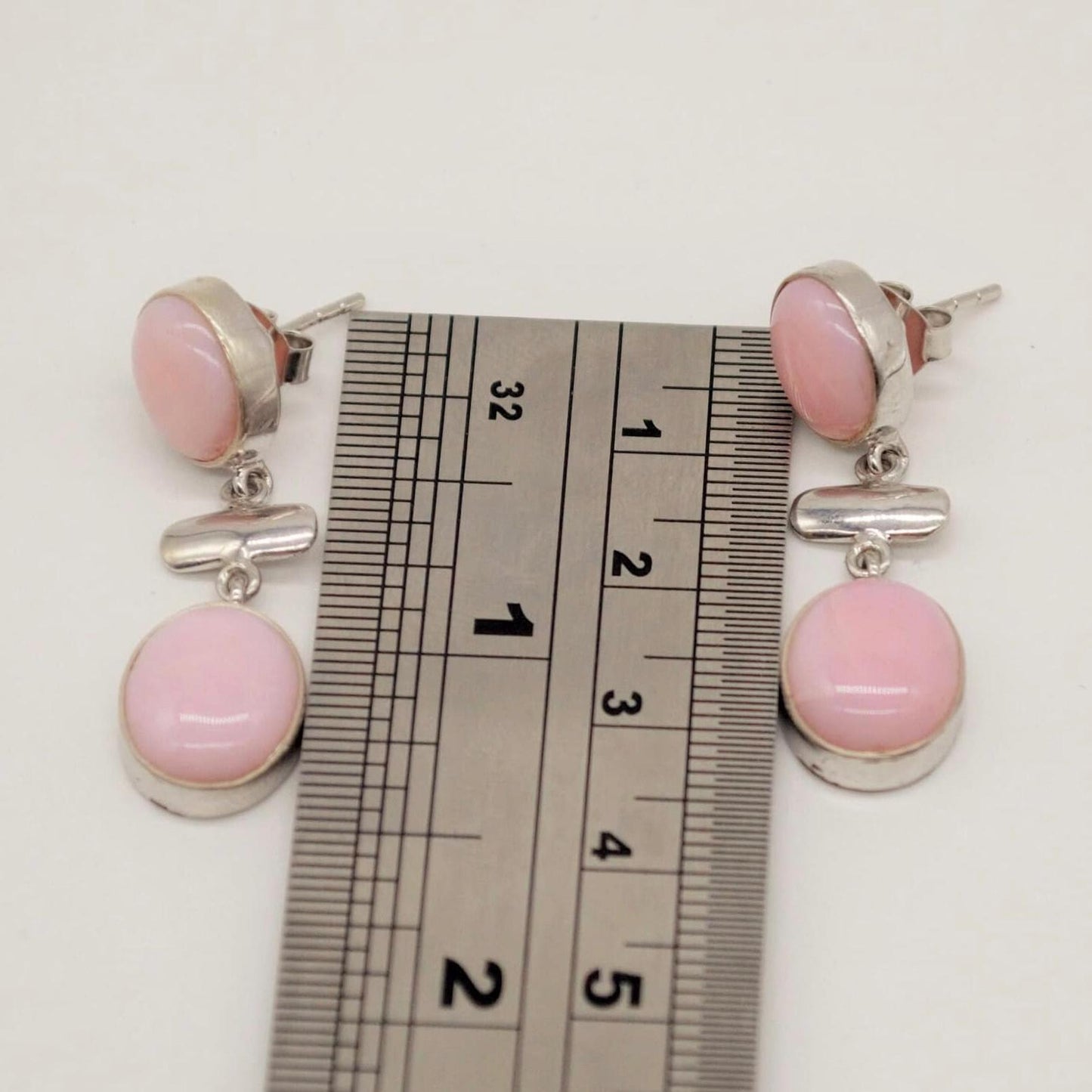 Pink Opal Earrings: Silver, October Birthstone, Unique Oval Gemstone Drop Earrings