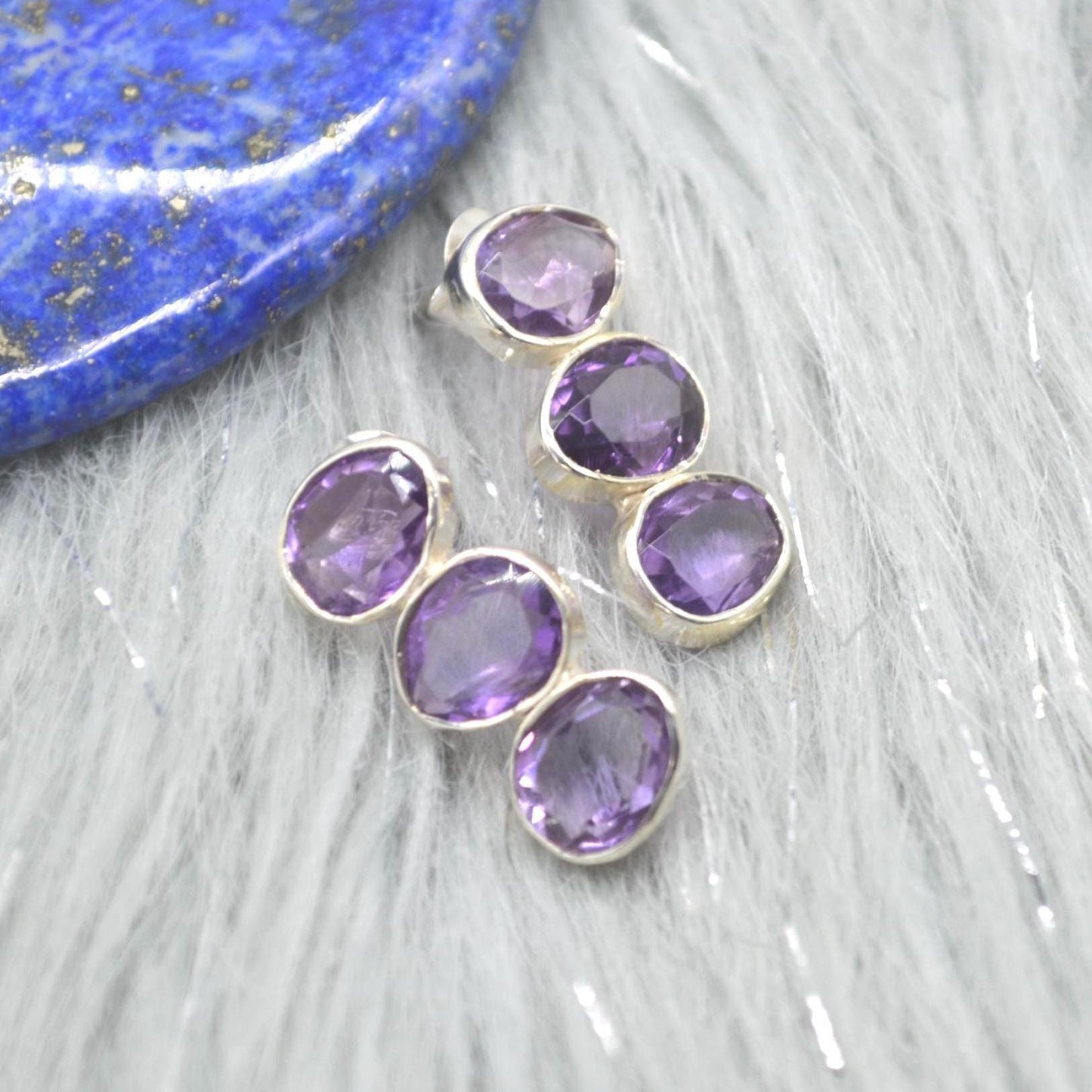 Purple Amethyst Earrings: Silver, Drop, February Birthstone