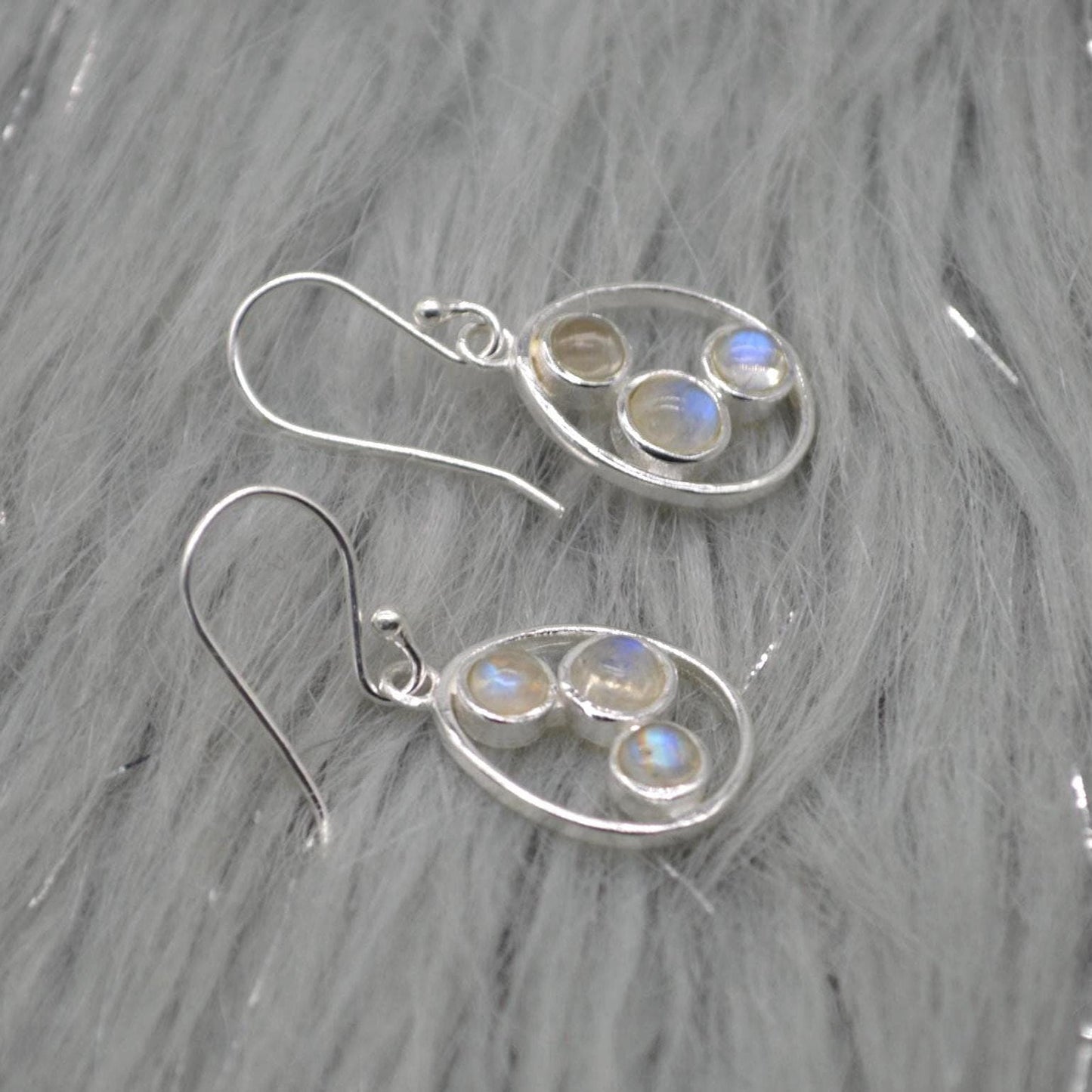 Rainbow Moonstone Earrings: Gold or Sterling Silver, Dangle Drop, June Birthstone