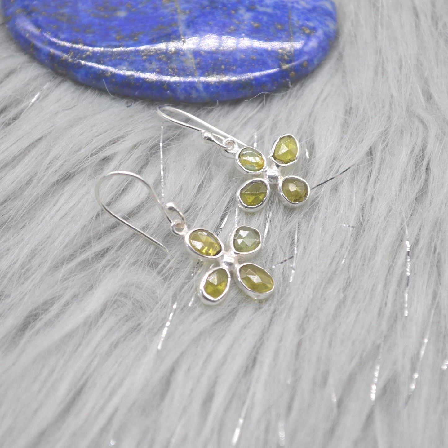 Green Tourmaline Earrings: Silver, Dangle Drop, October Birthstone, Tourmaline Jewelry