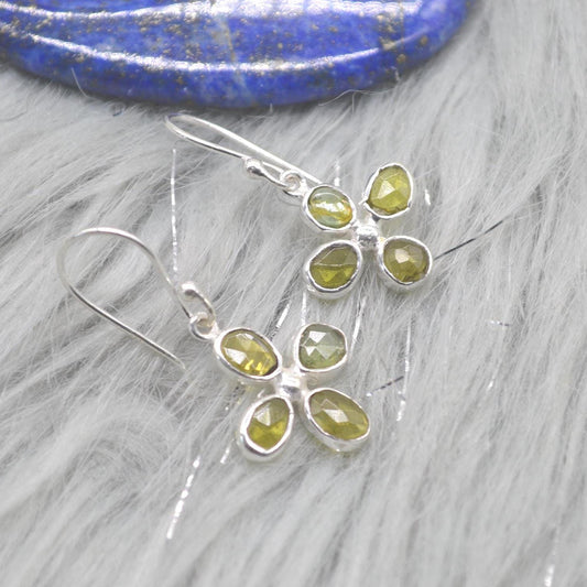 Green Tourmaline Earrings: Silver, Dangle Drop, October Birthstone, Tourmaline Jewelry