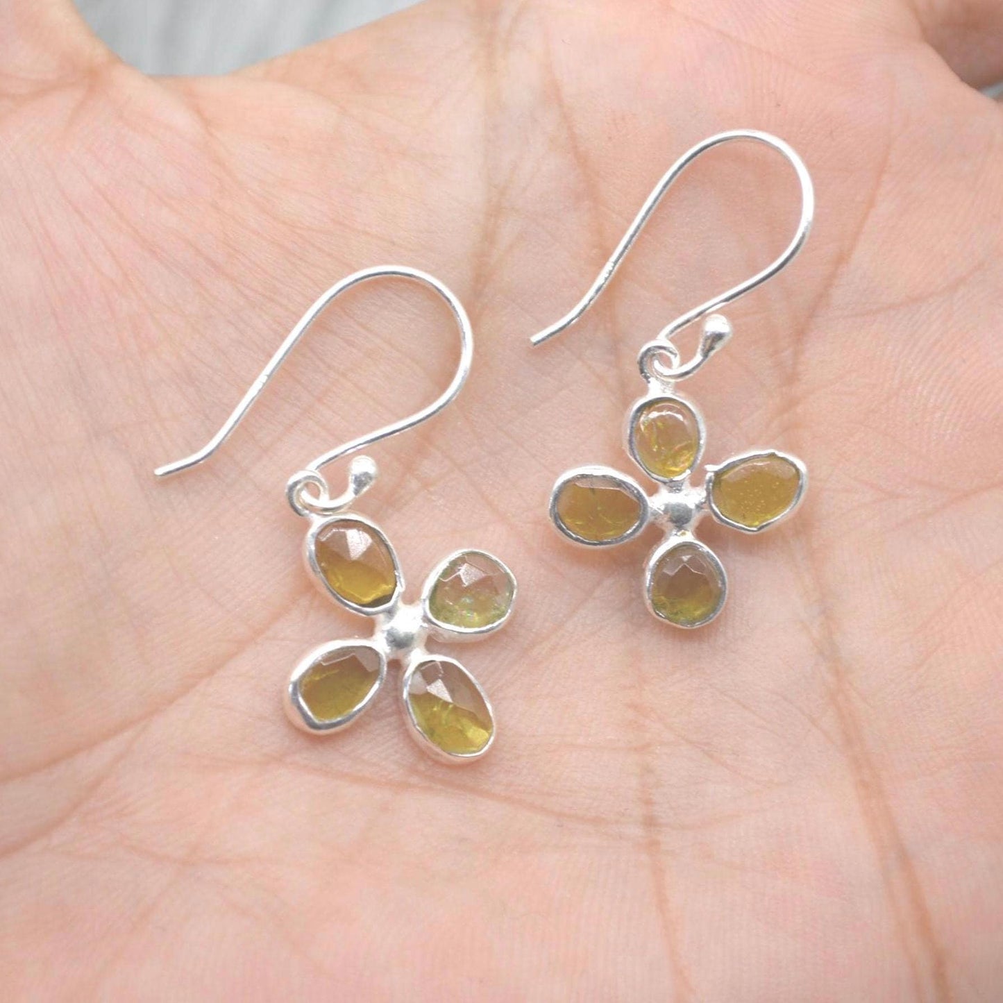 Green Tourmaline Earrings: Silver, Dangle Drop, October Birthstone, Tourmaline Jewelry