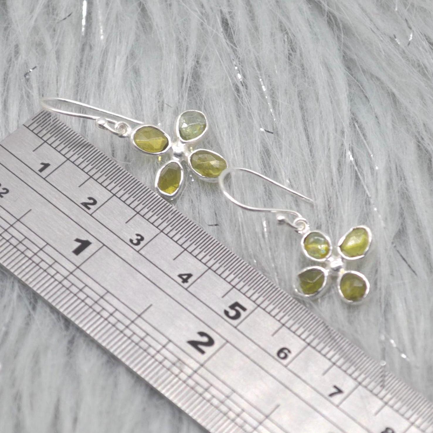 Green Tourmaline Earrings: Silver, Dangle Drop, October Birthstone, Tourmaline Jewelry