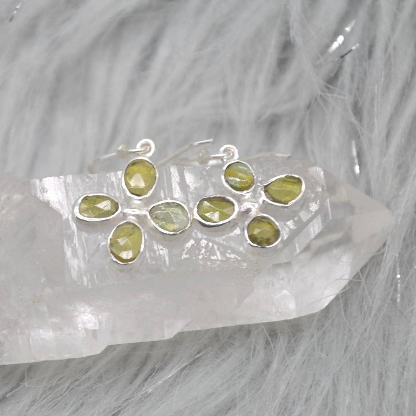 Green Tourmaline Earrings: Silver, Dangle Drop, October Birthstone, Tourmaline Jewelry