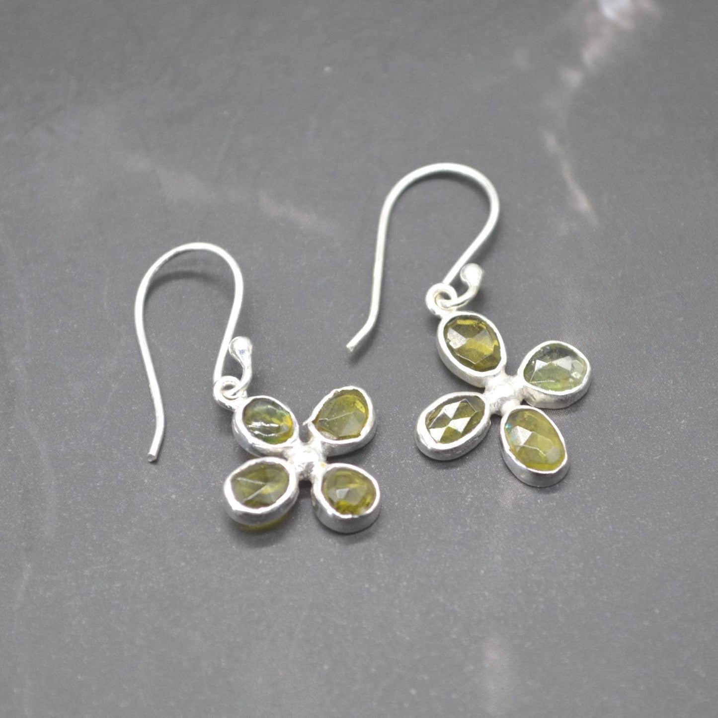 Green Tourmaline Earrings: Silver, Dangle Drop, October Birthstone, Tourmaline Jewelry