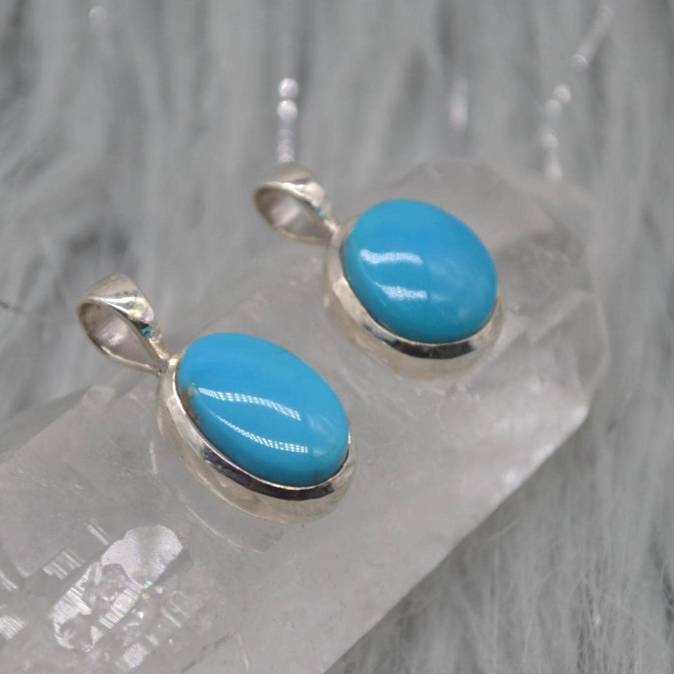Turquoise Pendant: Silver Necklace, Oval, Blue Gemstone Jewelry, December Birthstone
