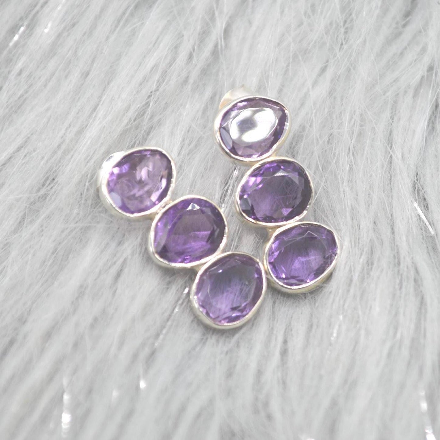 Purple Amethyst Earrings: Silver, Drop, February Birthstone